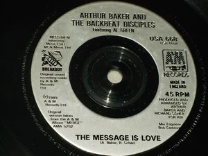 Arthur Baker & Backbeat Disciples Featuring Al Green: Message Is Love 7" EX+ - Imagen 1 de 3