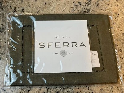 Juego de 4 servilletas de cóctel Sferra Festival (6x9”) lino verde salvia Foto 1 de 4