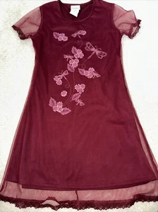 Love Expressions Girl Red dress flower Butterfly Short Sleeve Mesh Lined size 12 - Picture 1 of 6