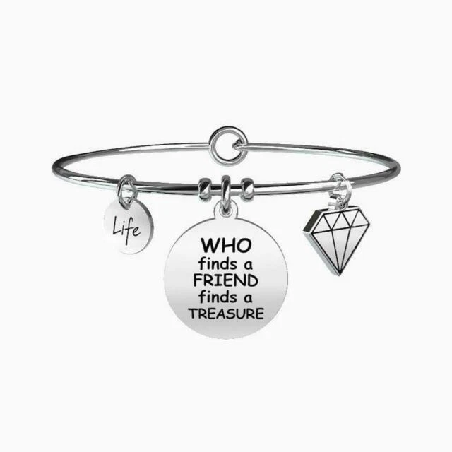 Kidult Who Finds a Friend Finds a Treasure Bracciale in Acciaio per Donna - Argento (731096)