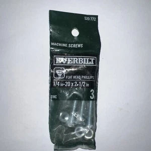 (3er-Pack) Ebilt Kreuzschlitz Flachkopf verzinkt Maschinenschraube 1/4 Zoll - 20 x 2-1/2" - Bild 1 von 2