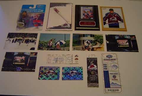Vtg. Colorado Avalanche Bobble Head, Coasters, Ticket Stubs, Pictures, Cards Lot Cover