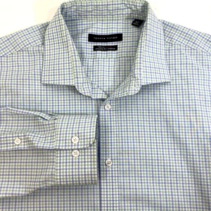 Camisa de Vestir Tommy Hilfiger Azul Verde Blanco Cuadros Cuello Flexible Atlética Para Hombres XL - Imagen 1 de 13