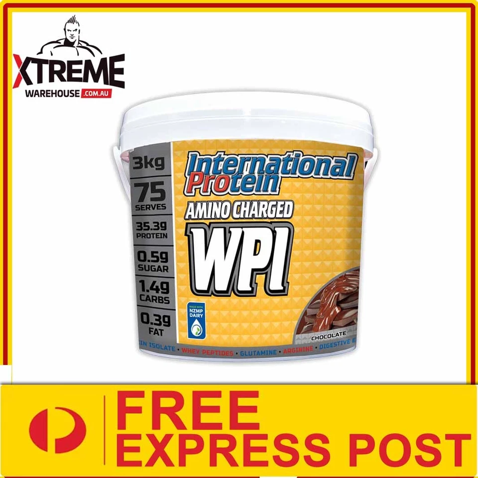 INTERNATIONAL PROTEIN AMINO CHARGED WPI 3kg // WHEY PROTEIN ISOLATE EXPRESS POST - image 1 of 1