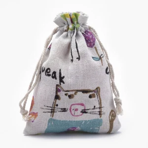 Baumwolle Geschenktüte Schmuckbeutel Säcke Packbeutel mit Bedruckung Katze und Maus - Bild 1 von 4