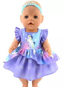 Dolls clothes for 17" Baby Born/18" American Girl/Our Generation DRESS~HEADBAND - Picture 1 of 4
