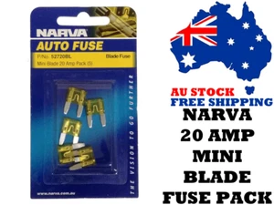 Narva 52720BL 20 AMP MINI Blade Fuse Pack - Car Amplifiers, Auto Electrical - Picture 1 of 1