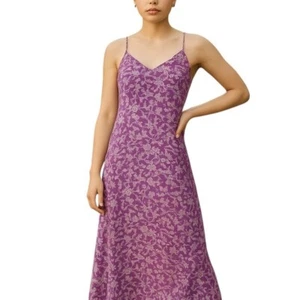 Juicy Lucy Vintage Babydoll Slip Dress Purple Floral Maxi Y2K Fairy Whimsigoth M - Picture 1 of 8