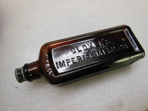 old CLOVER'S IMPERIAL  Amber Glass MEDICINE BOTTLE with orig. Cap - 6 1/2 fl.oz. - Picture 1 of 5