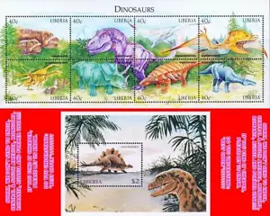 Liberia 1999 Dinosauri 5S/S + 5M/S MNH Rettili Preistorico Animali Ingrosso - Foto 1 di 1