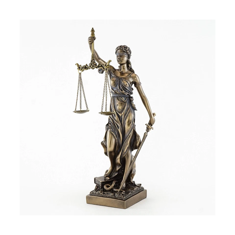 Top Collection 12.5 Inch Lady Justice Statue Sculpture in Cold Cast Bronze