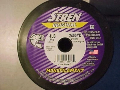 NEW BULK  STREN CLEAR BLUE Monofilament Fishing Line 4lb TEST Spool 2400 Yards - Image 1 of 3