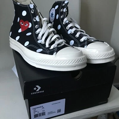 CONVERSE PLAY COMME Des GARCONS Chuck Taylor All Star 70 Hi-Top taglia 10UK - Immagine 1 di 4