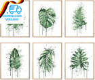Salbeigrünes Blatt-Poster Aquarellspritzer Botanische Pflanze Wandkunst Boho-Pfl