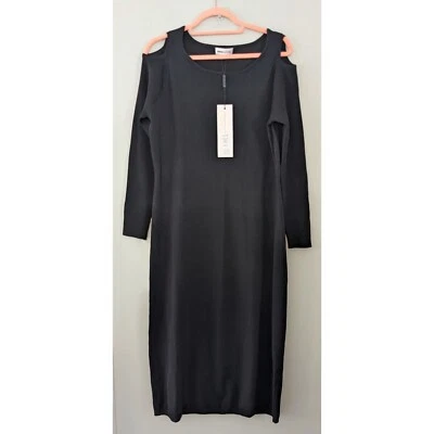 Anna Scholz Cold Shoulder Stretchy Midi Dress Black Size 1 US 10-12 NWT - Image 1 of 4