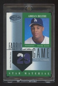 2001 LEAF CERTIFIED ADRIAN BELTRE GAME WORN DUAL PATCH LOGO #ED 18/29 RARE HOF ?