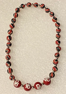 NCAA Oklahoma University OU Sooners Beaded Necklace  - Image 1 of 4