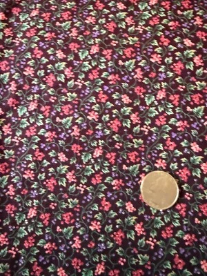 3 yds x 42" Cranston Print Works VIP Fabric deep purple mini pink purple berries - Image 1 of 4
