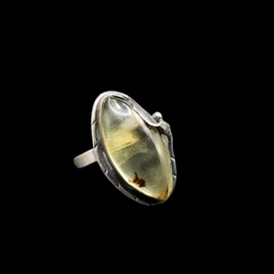 Bellissimo Anello Argento Sterling 925 Ambra Baltica 2,1 Grammi Taglia Regolabile - Foto 1 di 6