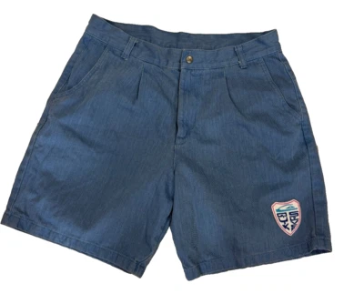 Quicksilver x Stranger Things Suburbia Pleated Blue Denim Jean Shorts Size 34x8 - Image 1 of 4