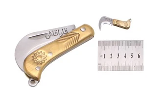 Mini Retro Carving Small Pocket Keychain Folding Folder Knife Brass Survival - Picture 1 of 7