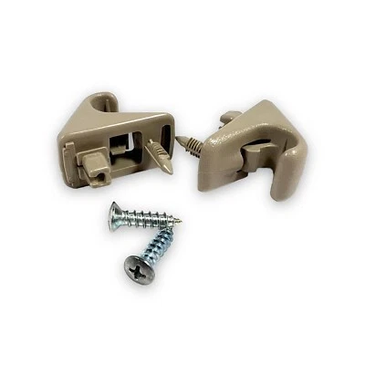 1998-2002 Toyota Corolla Chevy Prizm Sun Visor Clip Tan Pair W/Set Of Screws - Image 1 of 4