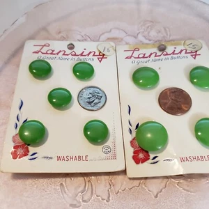 Vintage Lansing Green Shank Buttons - 9 on 2 Beautiful Cards - Made In USA - Picture 1 of 6