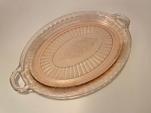 Oval Serving Platter Plate Pink Depression Glass - Picture 1 of 5
