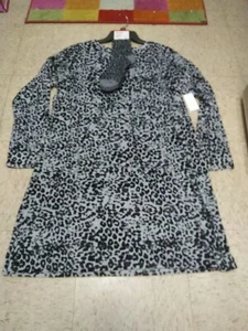 Nwt Sonoma WOMENS Velour Sleep SHIRT socks Animal Print Grey Blk XL - Picture 1 of 2