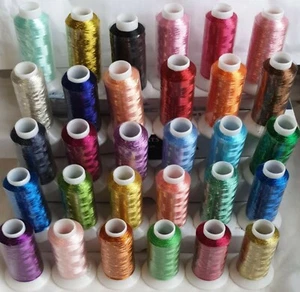 30 Metallic Embroidery Threads Spools 30 dif. Colors 500 Meters (550 Yards) EACH - Picture 1 of 2