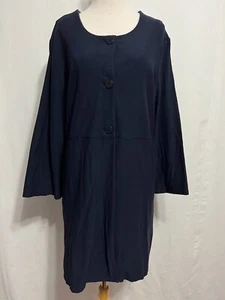 EILEEN FISHER 3-Knopf Strickjacke Tunika Pullover/Strick Topper Jacke marine Gr. L - Bild 1 von 18