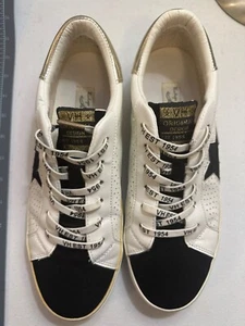 Vintage Havana Womens 11 White & Black Sneakers With Gold Heel - Picture 1 of 5