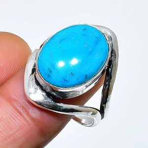 Arizona Turquoise Gemstone Handmade 925 Sterling Silver Jewelry Ring Size 9 - Picture 1 of 2
