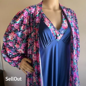 Conjunto de camisón y bata floral vintage Lorraine para mujer M multicolor - Imagen 1 de 9