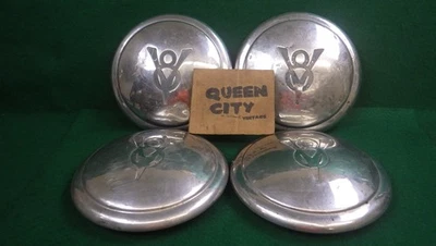 Set of 4 1934 Ford V8 Hubcaps Original #2 Nice - Image 1 of 4