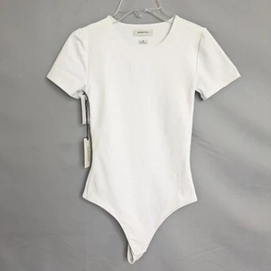 Body perizoma bianco manica corta Babaton by Aritzia Contour Crew taglia XS NUOVO CON ETICHETTE - Foto 1 di 11