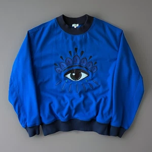 Kenzo Sweatshirt Large Blue Eye Logo London Paris Streetwear Fleece Pullover - Picture 1 of 9