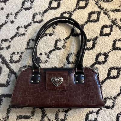 BRIGHTON Patent Lizard/Croc Purse Bag Silver Hardware - Image 1 of 4