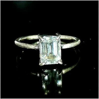 925 Sterling Silberring Natürlicher Aquamarin 5.5 US Größe Feiner Ring J117 - Bild 1 von 4