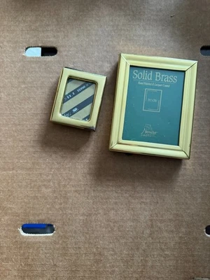 2 Vintage 1980s Nautucker Solid Brass Picture Frames Lacquer coated 4.5"H &2.5"H - Image 1 of 4