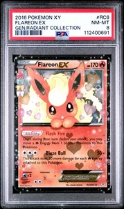 POKEMON XY GENERATIONS RADIANT COLLECTION RC6 FLAREON EX PSA 8 NEAR MINT-MINT - Picture 1 of 2