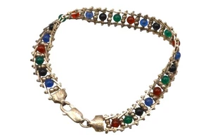 Milor Italy Sterling Silver .925 Bracelet w/ Multi-Color Beads – 7" – 12.39g - Picture 1 of 12