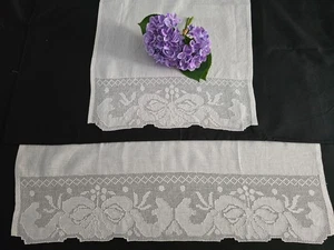 Set asciugamani ricamati 1+1 Sfilato Siciliano a mano puro lino Bellora - Picture 1 of 6