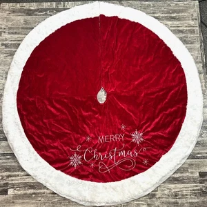 WEIHNACHTSBAUM ROCK rot Samt Kunstfellbesatz weiß silber bestickt - Bild 1 von 5