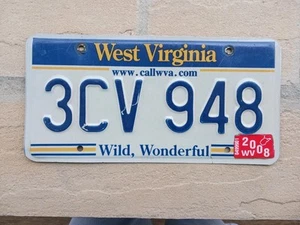 West Virginia Tin License Plate TAG # 3CV 948 State Wild Wonderful Football WVU - Picture 1 of 4