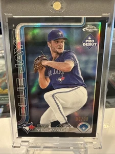 2025 Topps Pro Debut Trey Yesavage Chrome BLACK Refractor # /10 🔥 RC Blue Jays - Picture 1 of 4