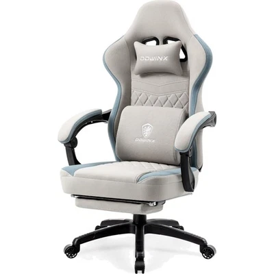 Gaming Stuhl Stoff, Bürostuhl, ergonomisch, Massage, Kopfstütze, langlebig - Bild 1 von 4