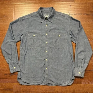 Non Stock Mfg Co Bronson Button Up Work Shirt Mens L Blue Chambray Retro Utility - Picture 1 of 10