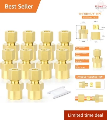 10PCS Brass Compression Tube Fitting Connector 1/4 Inch NPT Female Tight Seal - Image 1 of 4