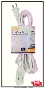 12Ft. 16/2 Light Duty Indoor Sofa Cord with Two Ends, White - Picture 1 of 3